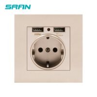 SRAN EU power socket socket with usb charging port 2 1A 16A white PC Panel 86mm 4