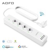 Wifi Smart Power Strip 4 EU Outlets Plug with 4 USBCharging Port Timing App Voice Control