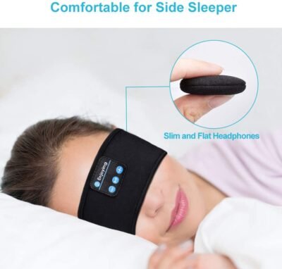 Bluetooth Sleeping Headphones Headband Thin Soft Elastic Comfortable Wireless Music Headphones Eye Mask for Side Sleeper 3