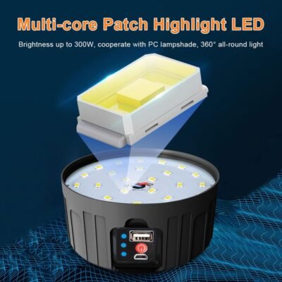300W Solar LED Light Outdoor Waterproof Camping Portable Lantern Flashlight Tent Lamp USB Charging Night Light 3