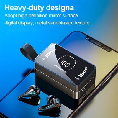 H3 TWS Wireless BT Headphones HD Mirror Screen LED Display Earphones with 3500mAh Charging Box 9D 1