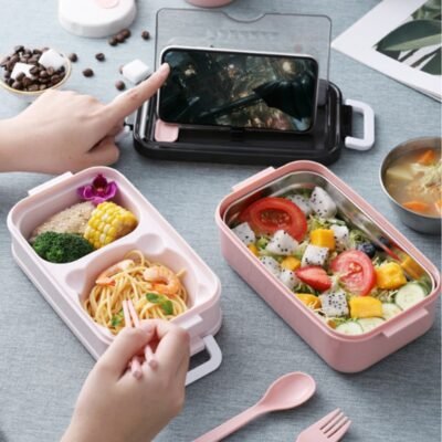 304 Stainless Steel Lunch Box Bento Box For School Kids Office Worker 2layers Microwae Heating Lunch 3